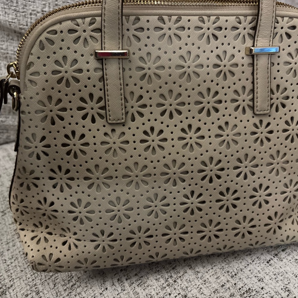 Kate Spade Beige Floral Cutout Satchel - Picture 2 of 4